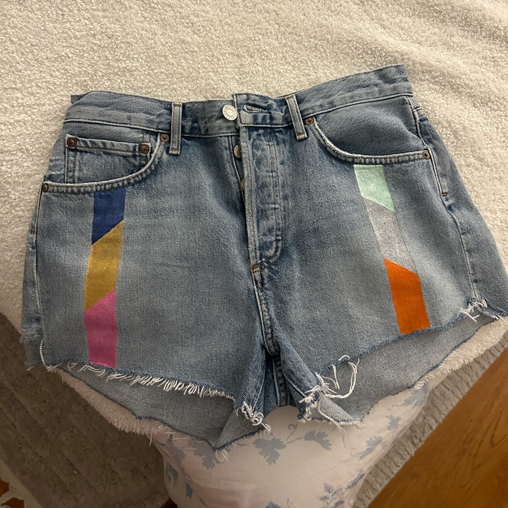 Hand painted Agolde Shorts never worn size 26